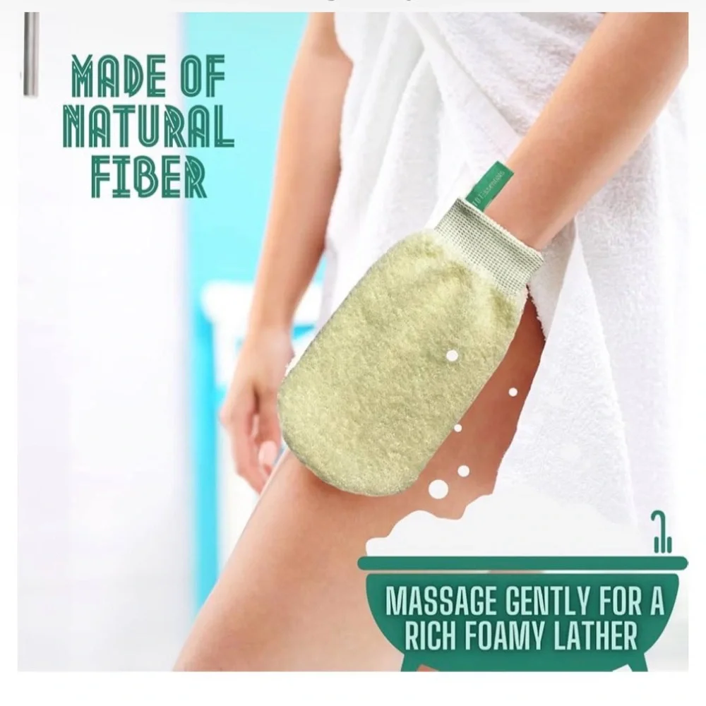 101 Essentials Green & Yellow Body Scrub Mitts Pack of 2